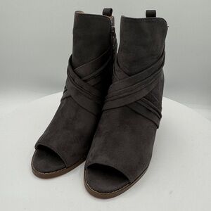 JOURNEE SABEENA WOMENS WEDGE OPEN TOE BOOTIES IN COLOR GREY SIZE 6 NWT